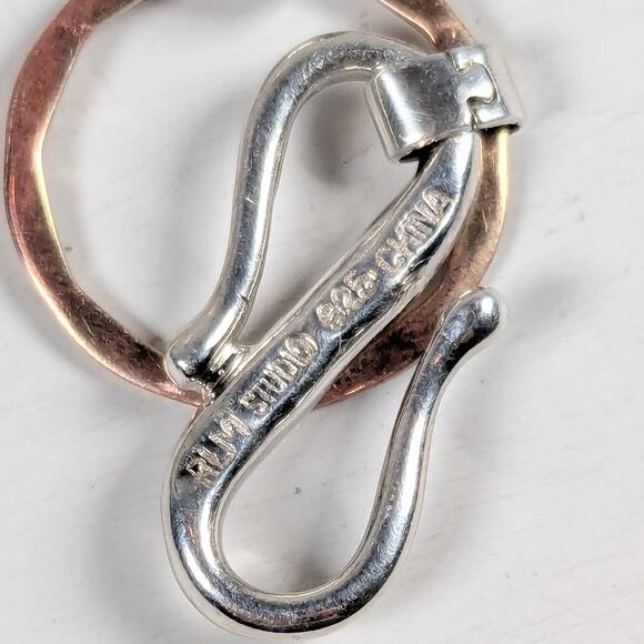 RLM Studio 925 Sterling Tri-Metal Round Link Necklace Pendant Earring Set *READ - Picture 10 of 10